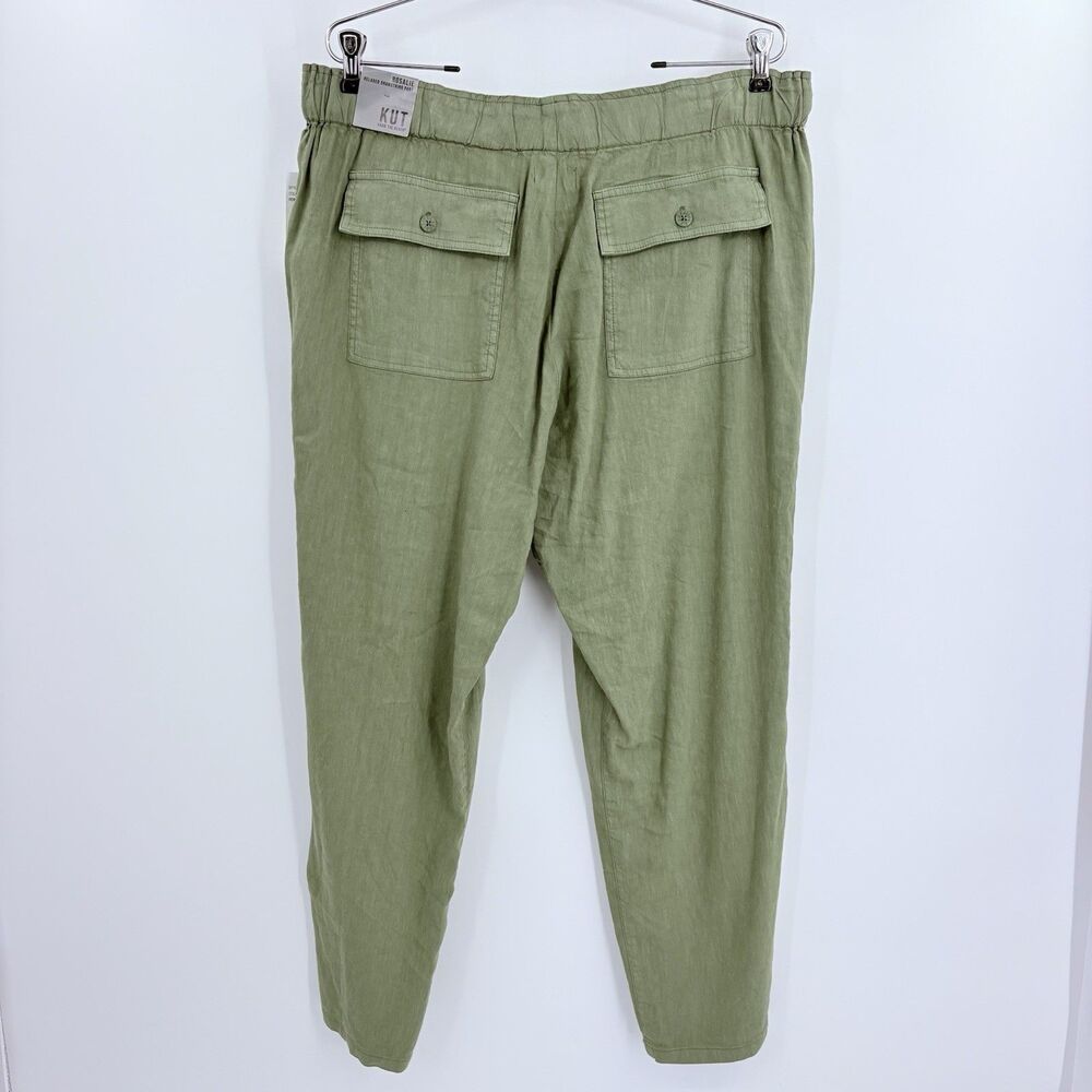 Kut From The Kloth Rosalie Linen Relaxed Drawstring Pants Womens XL Coastal - Picture 3 of 10